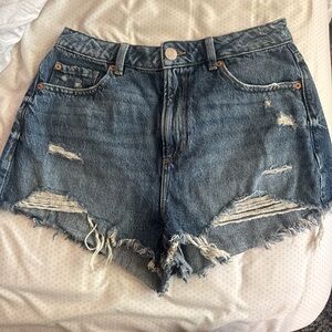 Garage Blue Distressed Jean Shorts